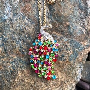 Peacock Brooch and Necklace